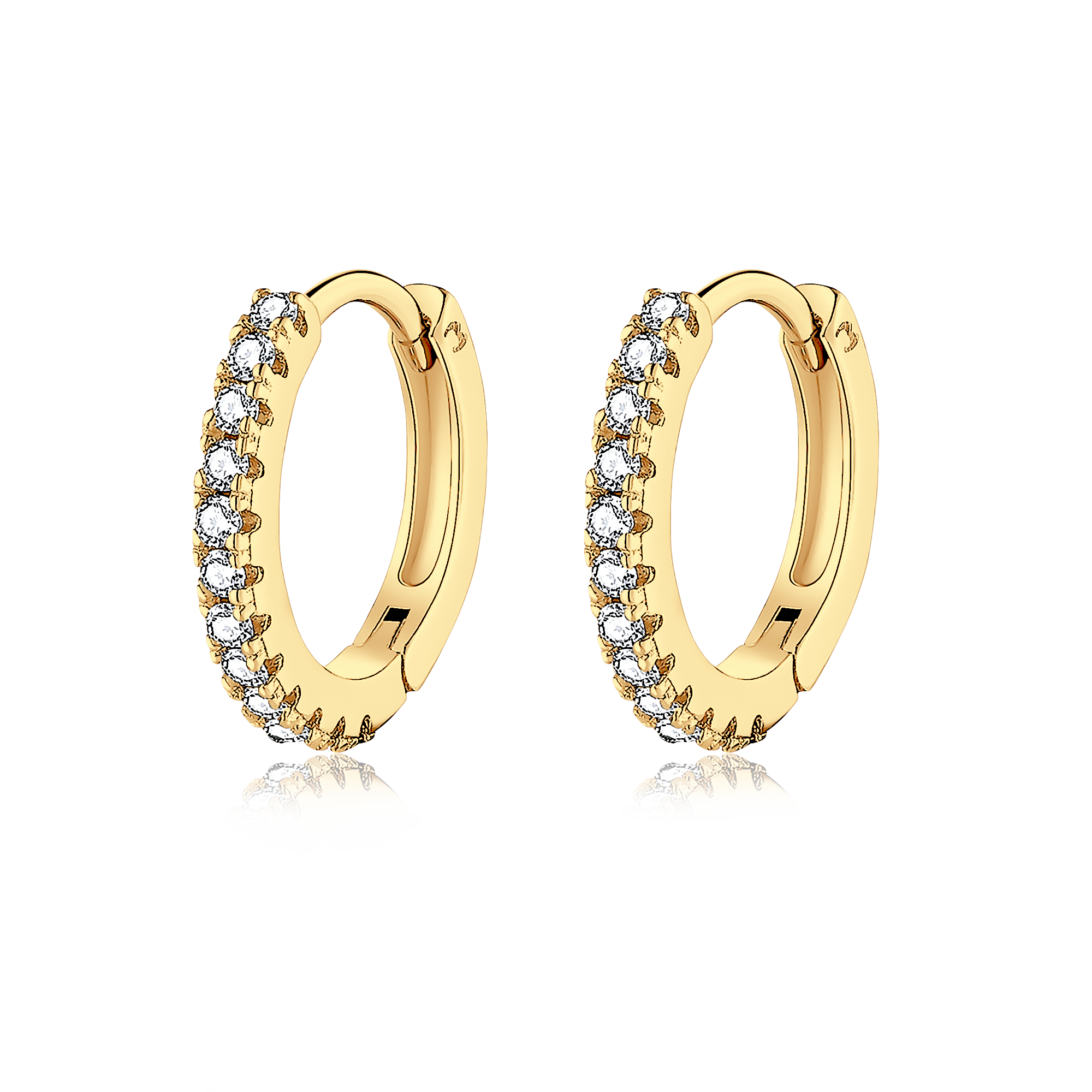 Orecchini a cerchio in argento Sterling 925 con zirconi edi, rotondi Orecchini a cerchio in argento Sterling 925 con zirconi edi, rotondi