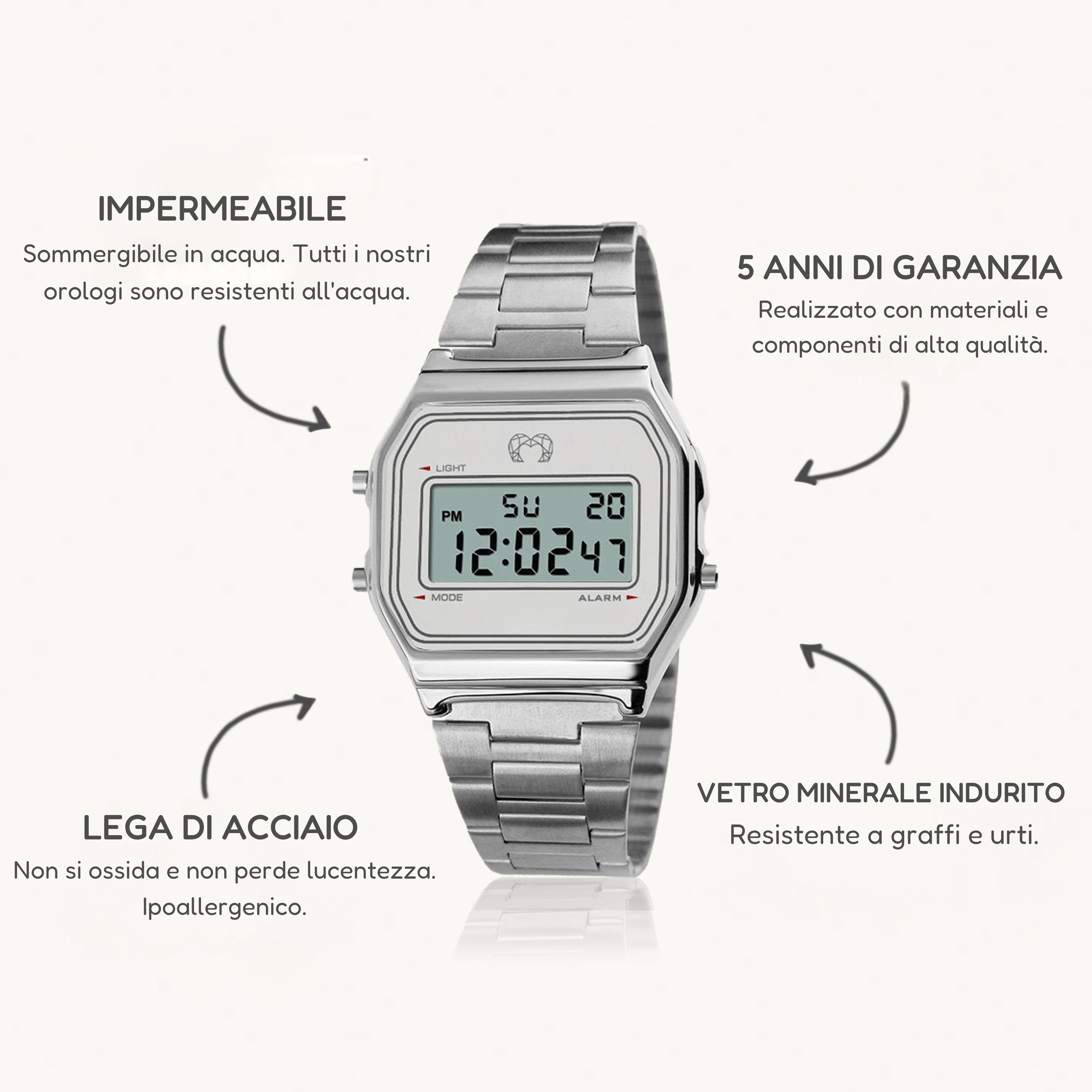 Orologio Digitale Vintage - Silver