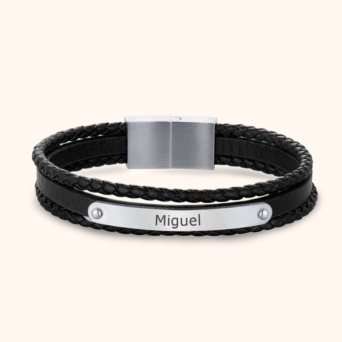 Bracciale Uomo BRAVE "Rebel" ~ Testo Personalizzabile