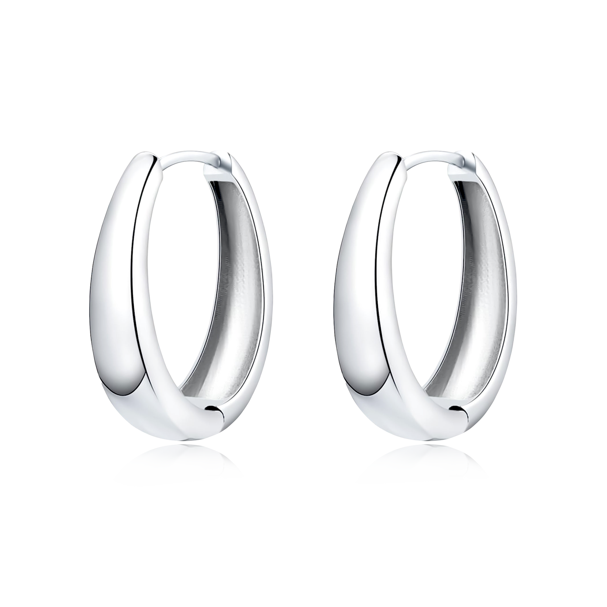 Cerchi Ovali Argento 38mm Orecchini A Cerchio Ovali In Argento Sterling 925, Misura Media 38mm (1.5 Pollici), Stile Classico Fishscale Orecchini 925 - Foto 6