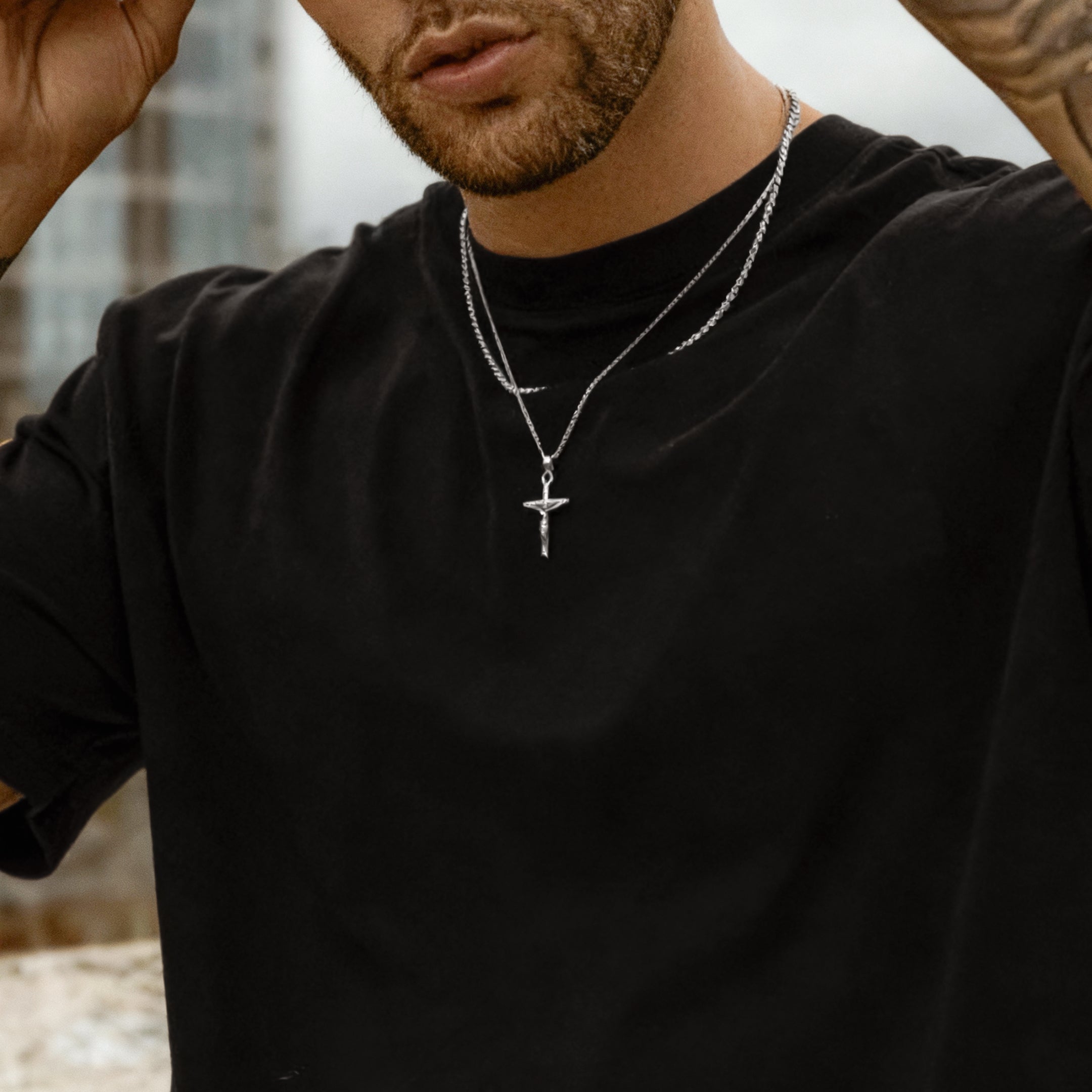 Collana Uomo BRAVE Croce Gesù Cristo