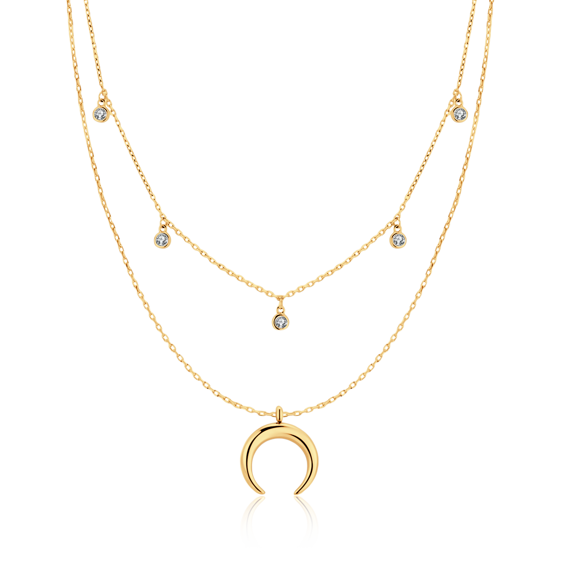 Collana Girocollo Oro Giallo 14k Con Mezza Luna – Regolabile 40,6 Cm, Gioiello Donna