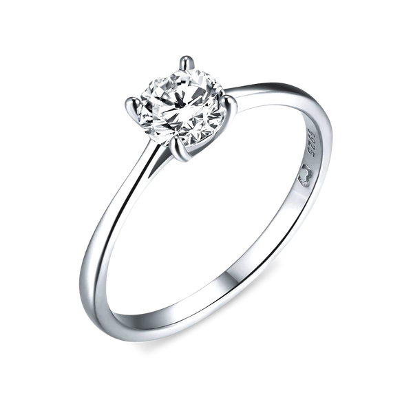 Anello Solitario Rettangolare Cubic Zirconia Bianco contornato da Cubic Zirconia Bianchi in