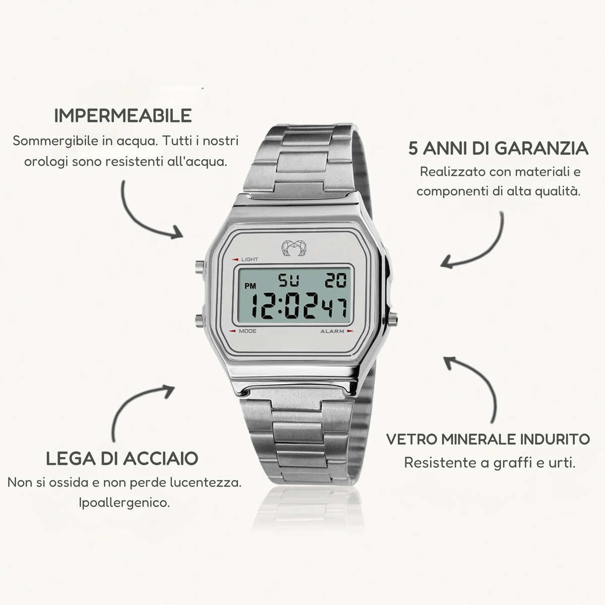 Orologio Digitale Vintage - Silver