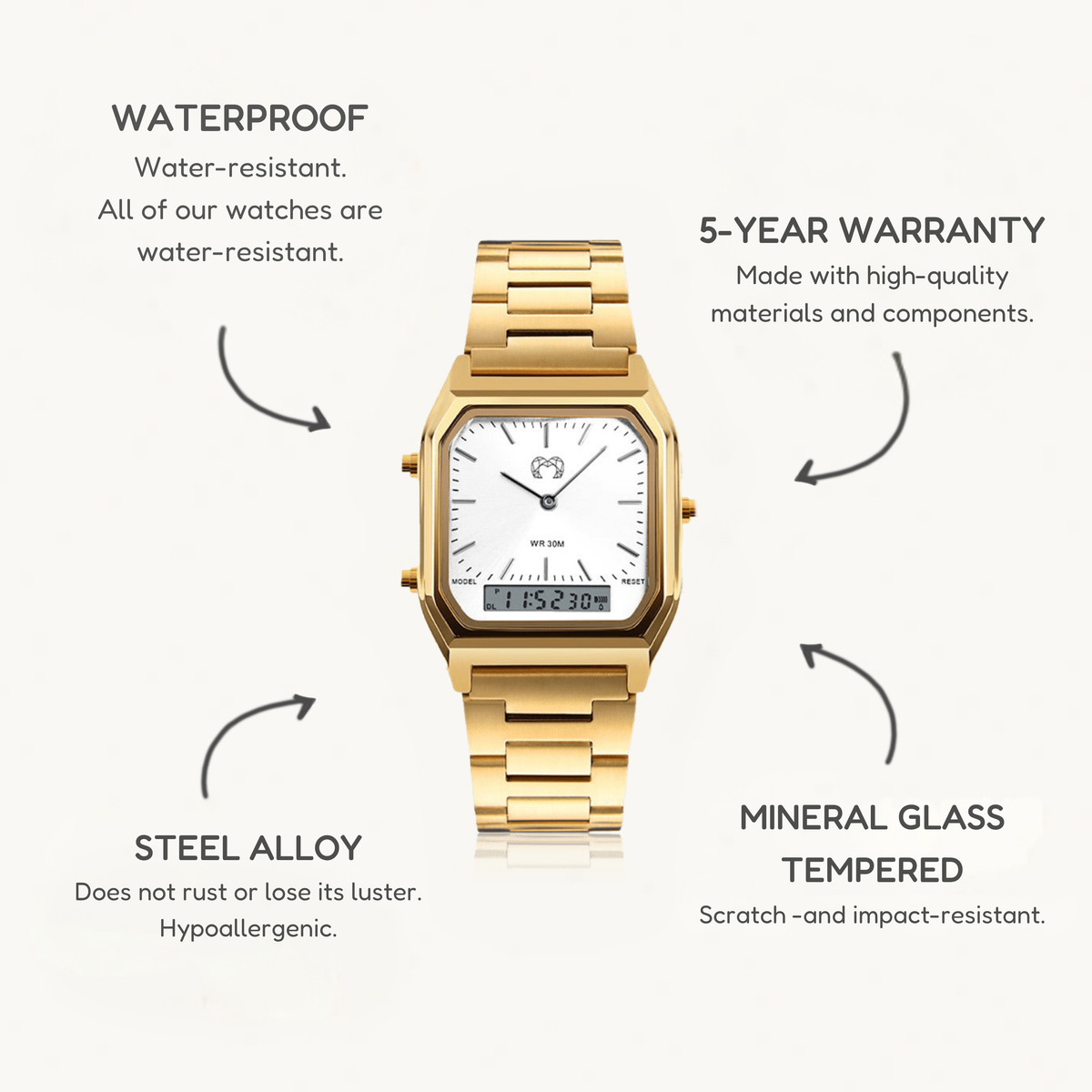 Orologio Retrò Vintage - GoldWhite