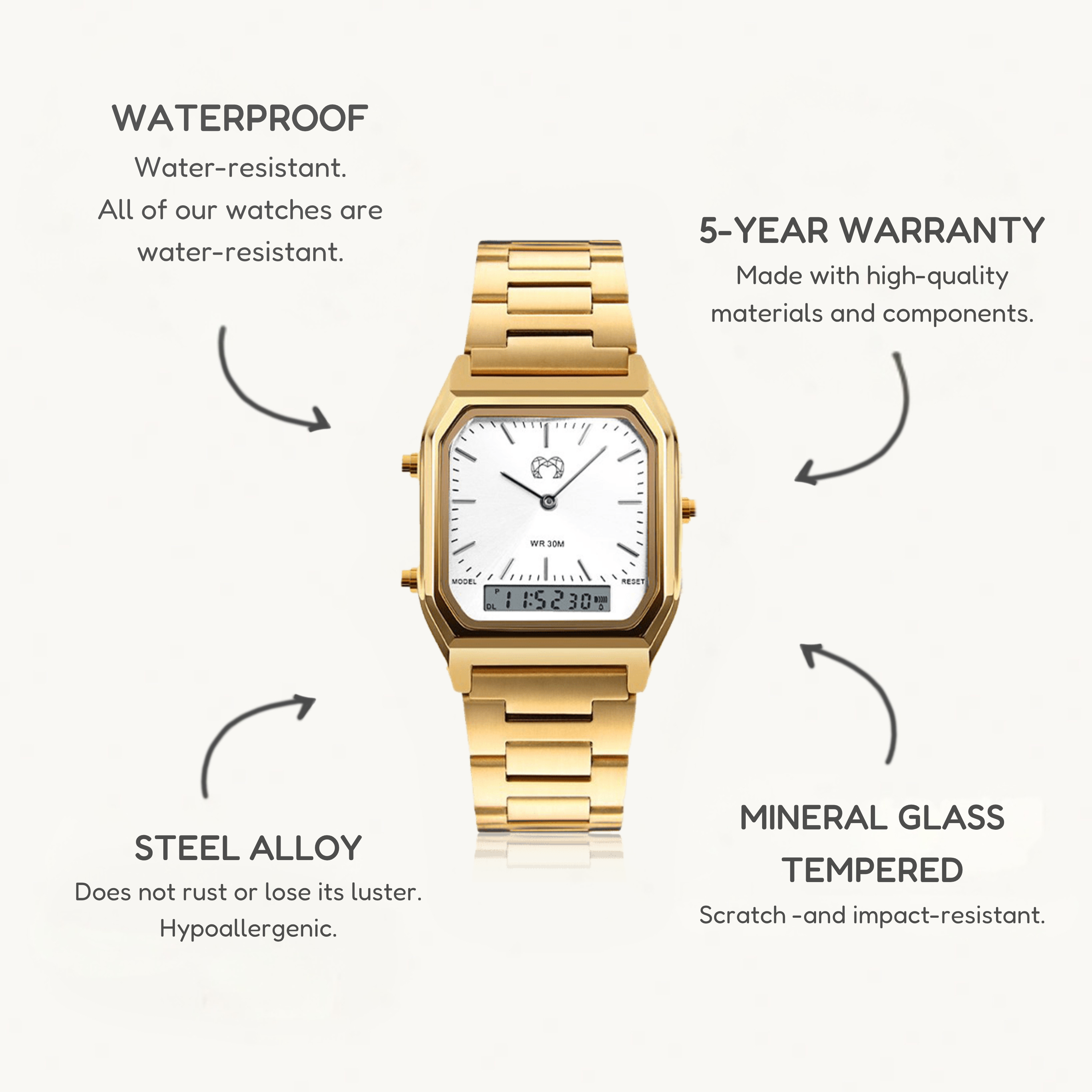Orologio Retrò Vintage - GoldWhite