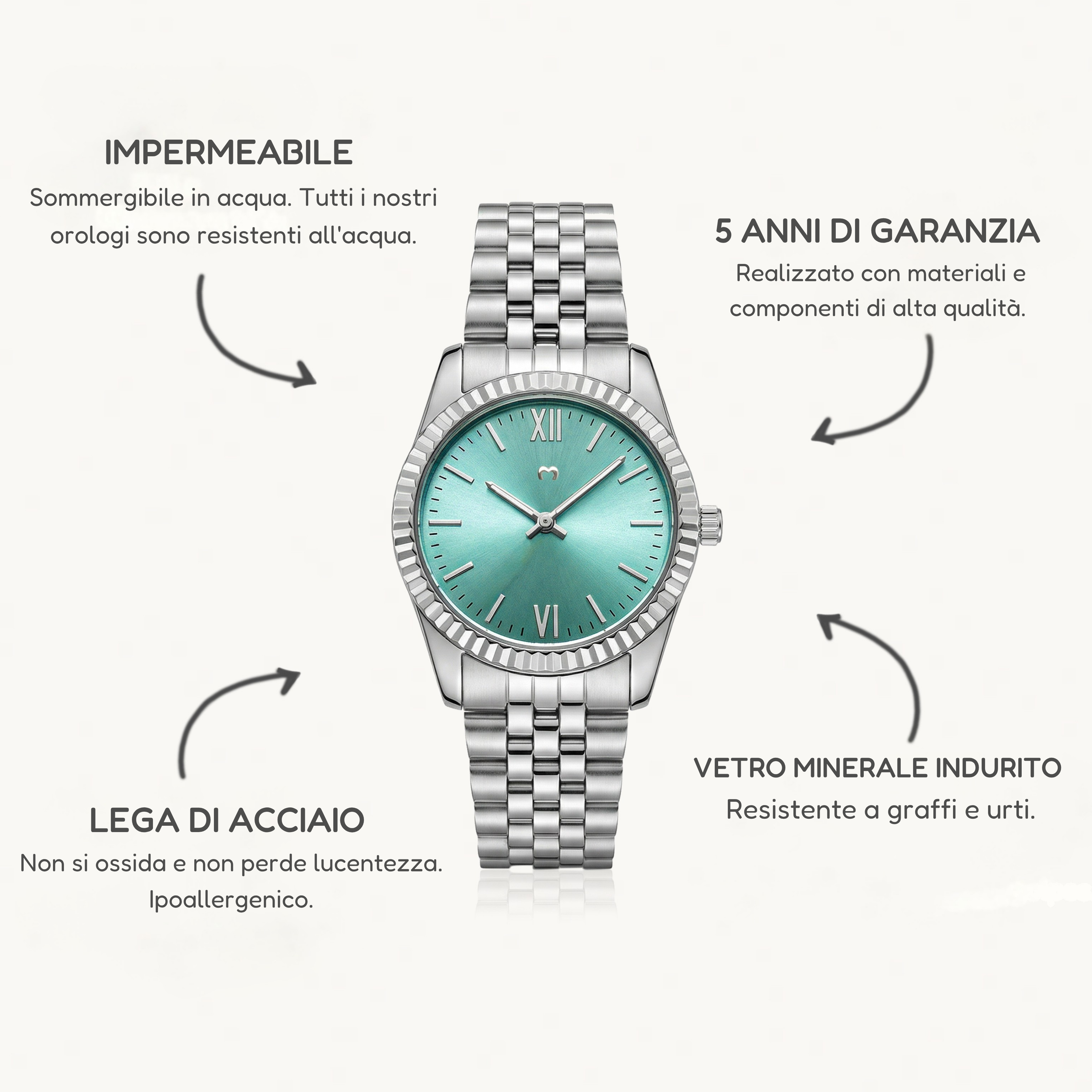 Orologio ~ Century Argento-Verde Tenue