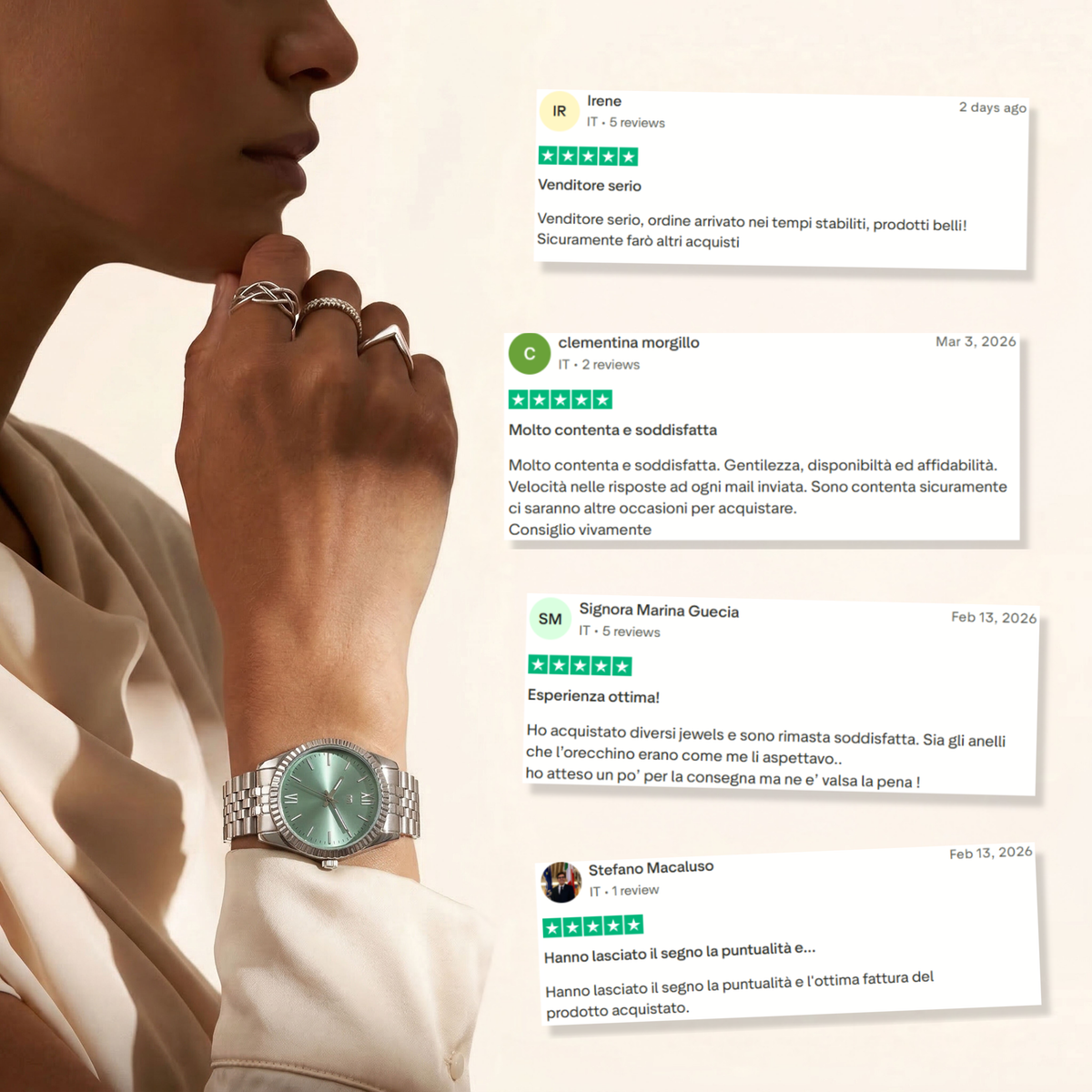 Orologio ~ Century Argento-Verde Tenue