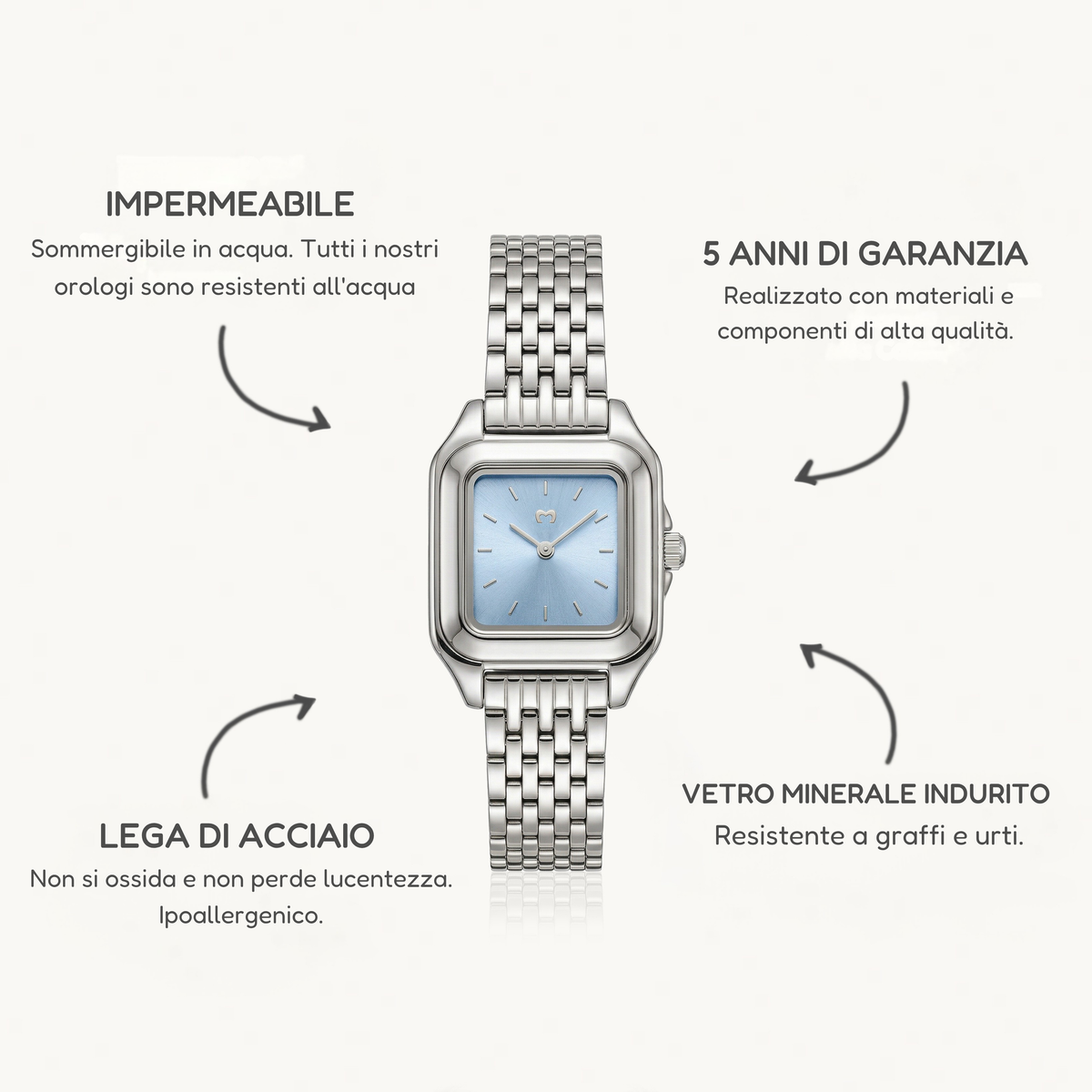 Orologio ~ Hampton Argento-Blu Tenue