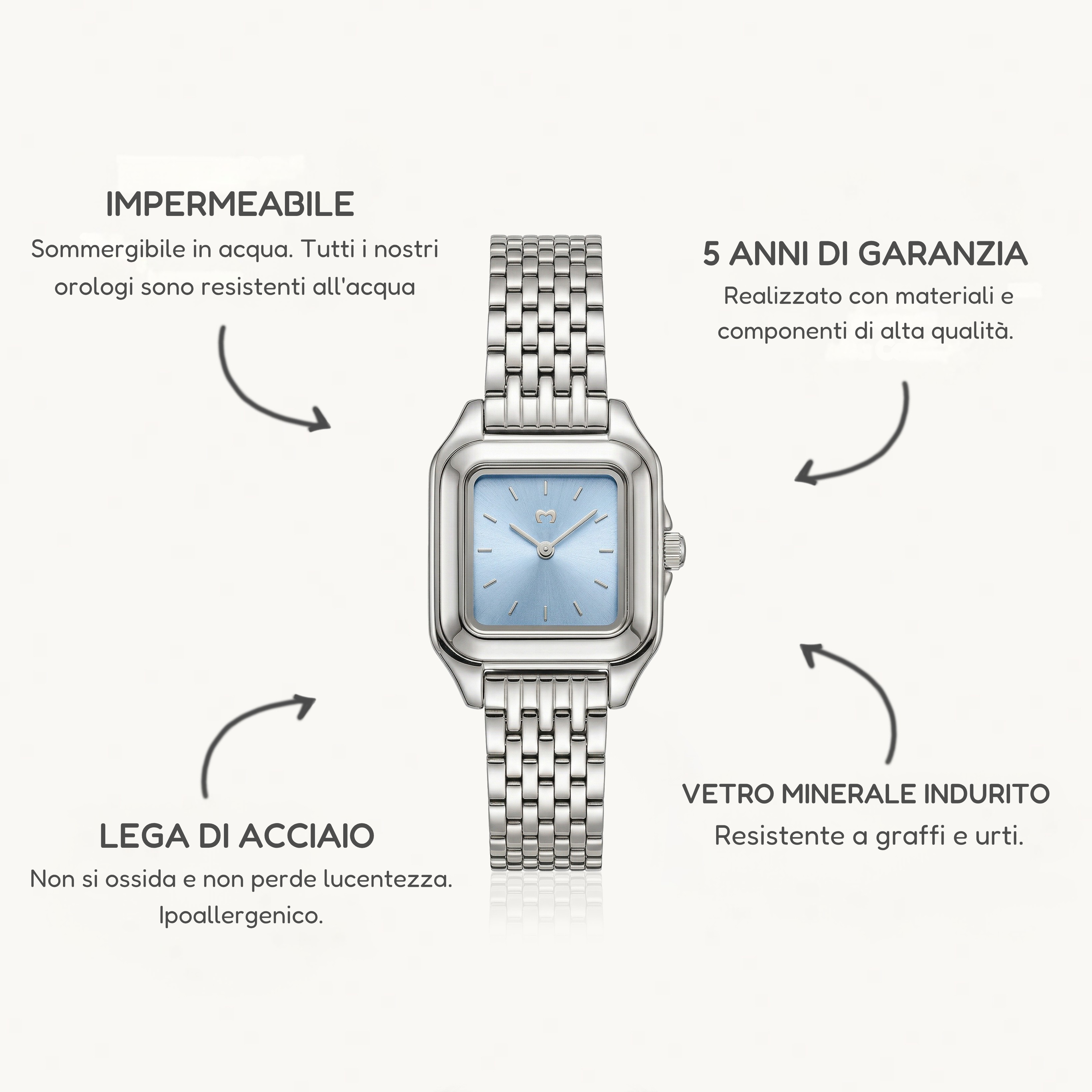 Orologio ~ Hampton Argento-Blu Tenue