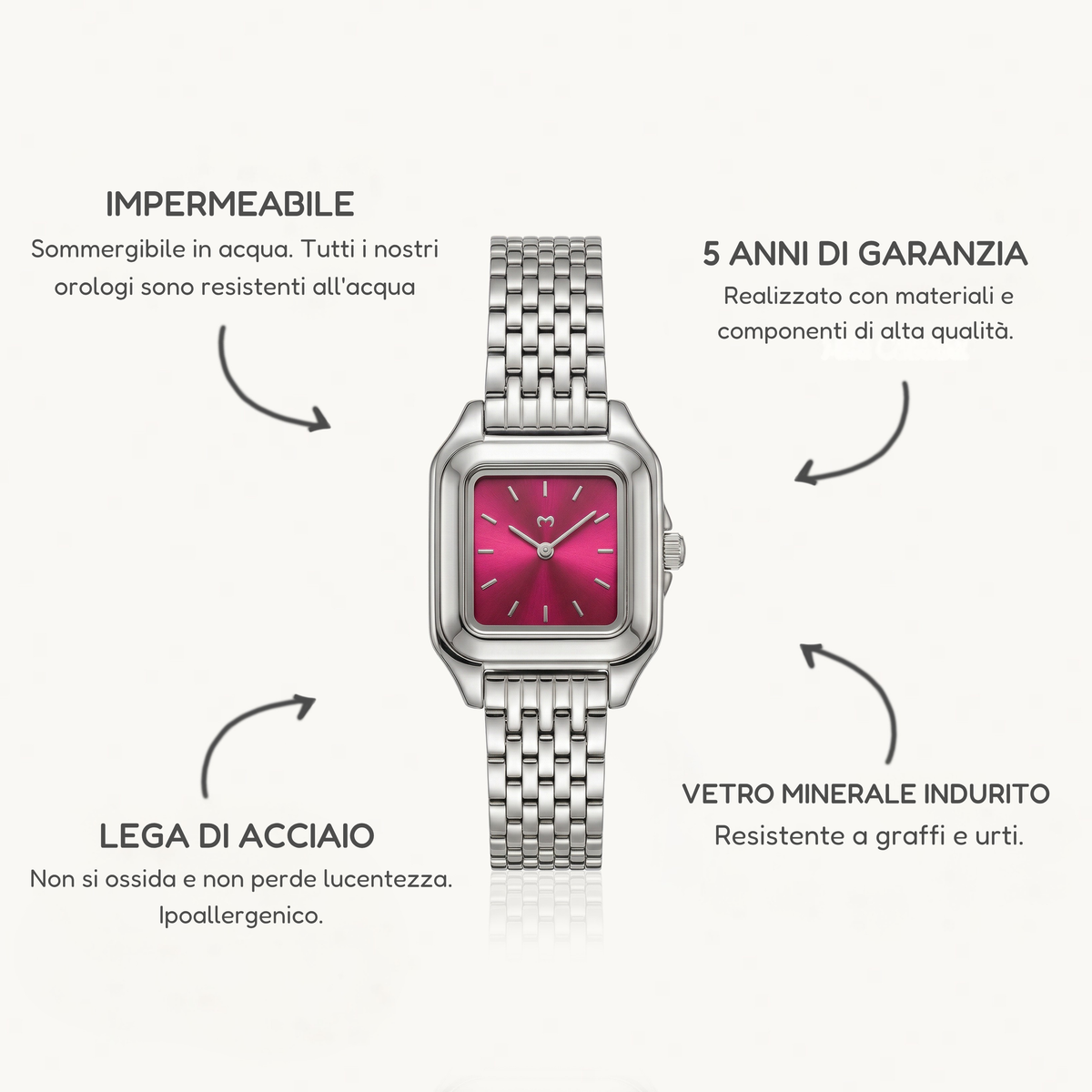 Orologio ~ Hampton Argento-Granato