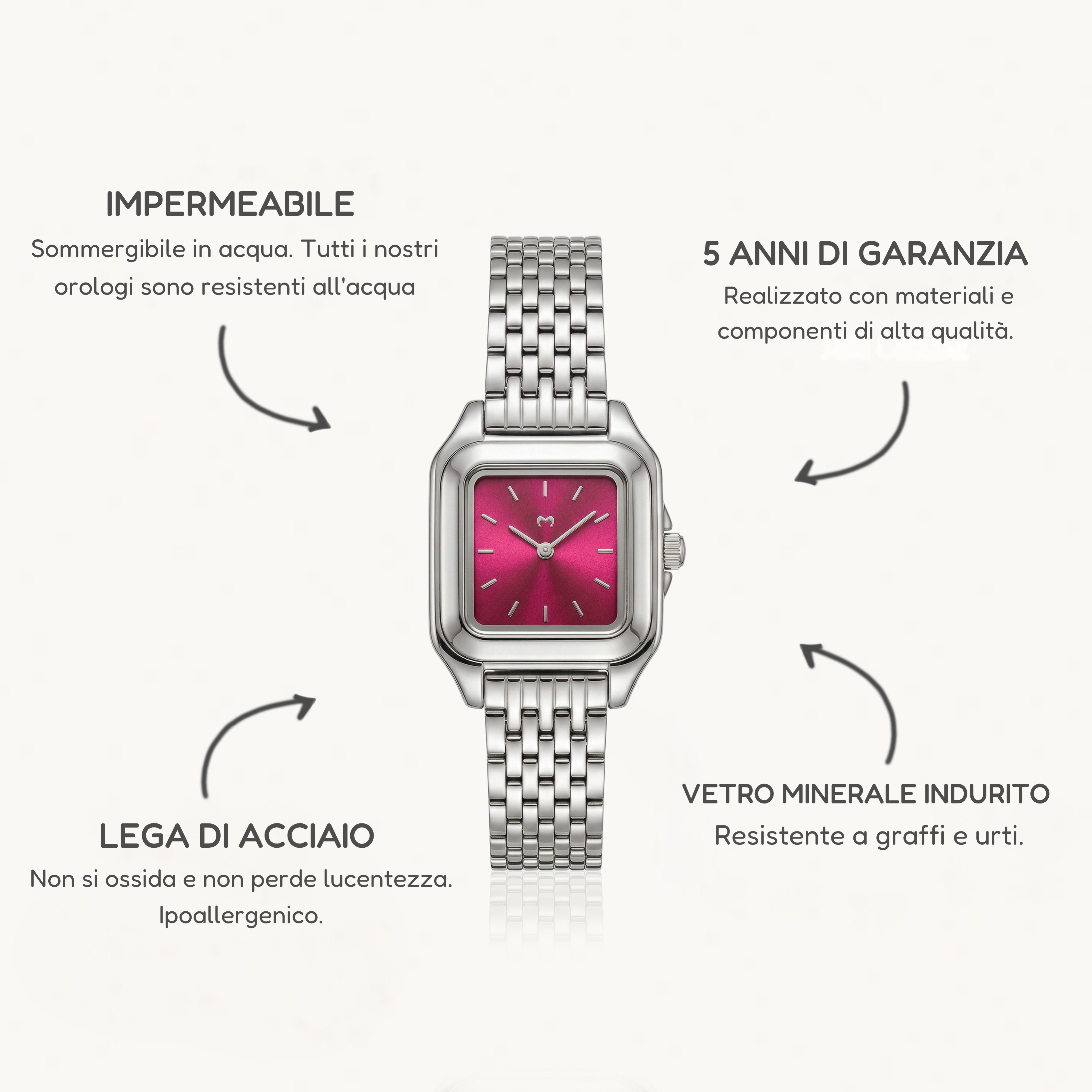 Orologio ~ Hampton Argento-Granato