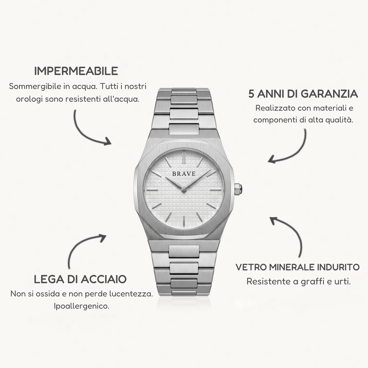 Orologio ~ Empire BRAVE - Argento-Bianco