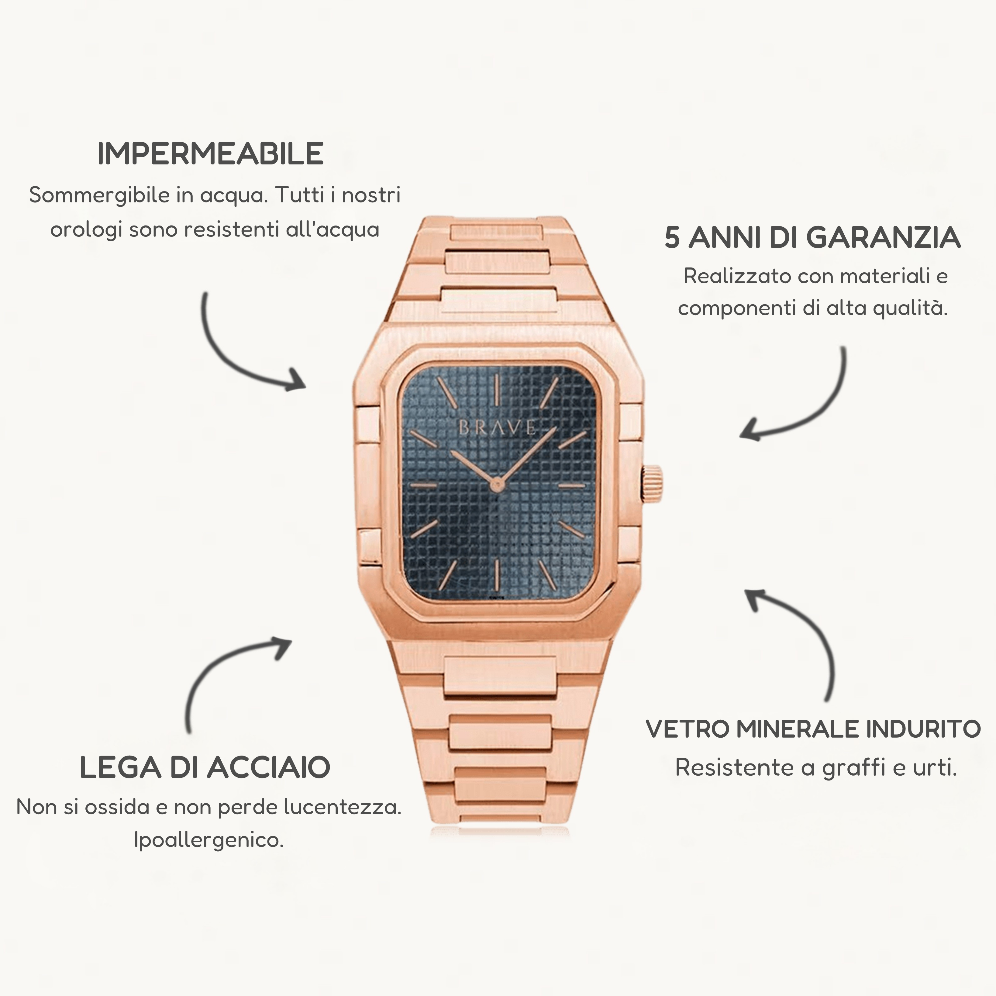 Orologio ~ Brando BRAVE - Rose Gold-Blue