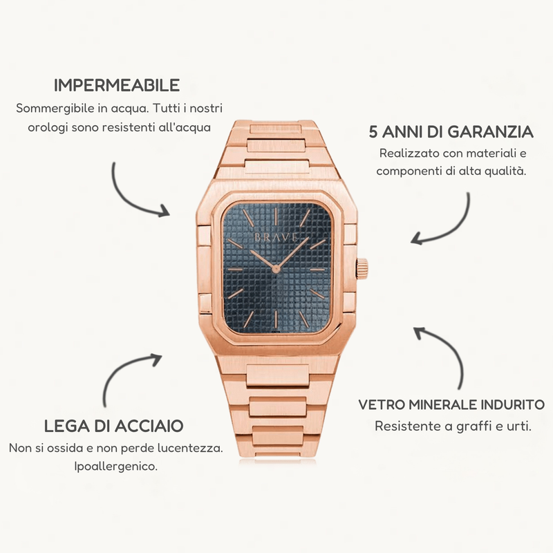 Orologio ~ Brando BRAVE - Rose Gold-Blue
