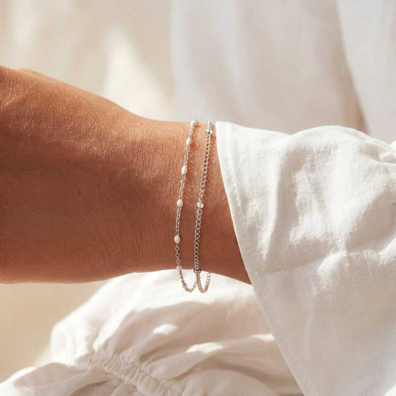 Bracciale Perline Bianche