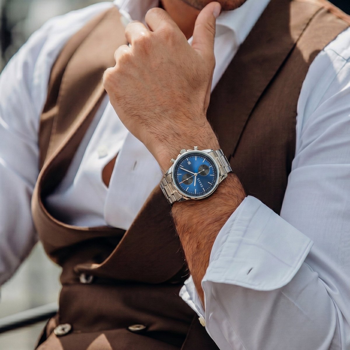 Orologio ~ Monarca BRAVE - Argento-Blu Scuro