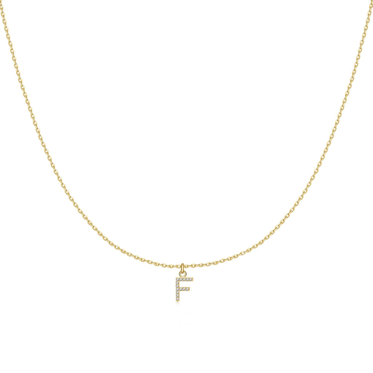 Collana Con Iniziale N In Oro Giallo 9 Ct E Zirconi Cubici, Catena A Curb 46 Cm, Carissima Gold