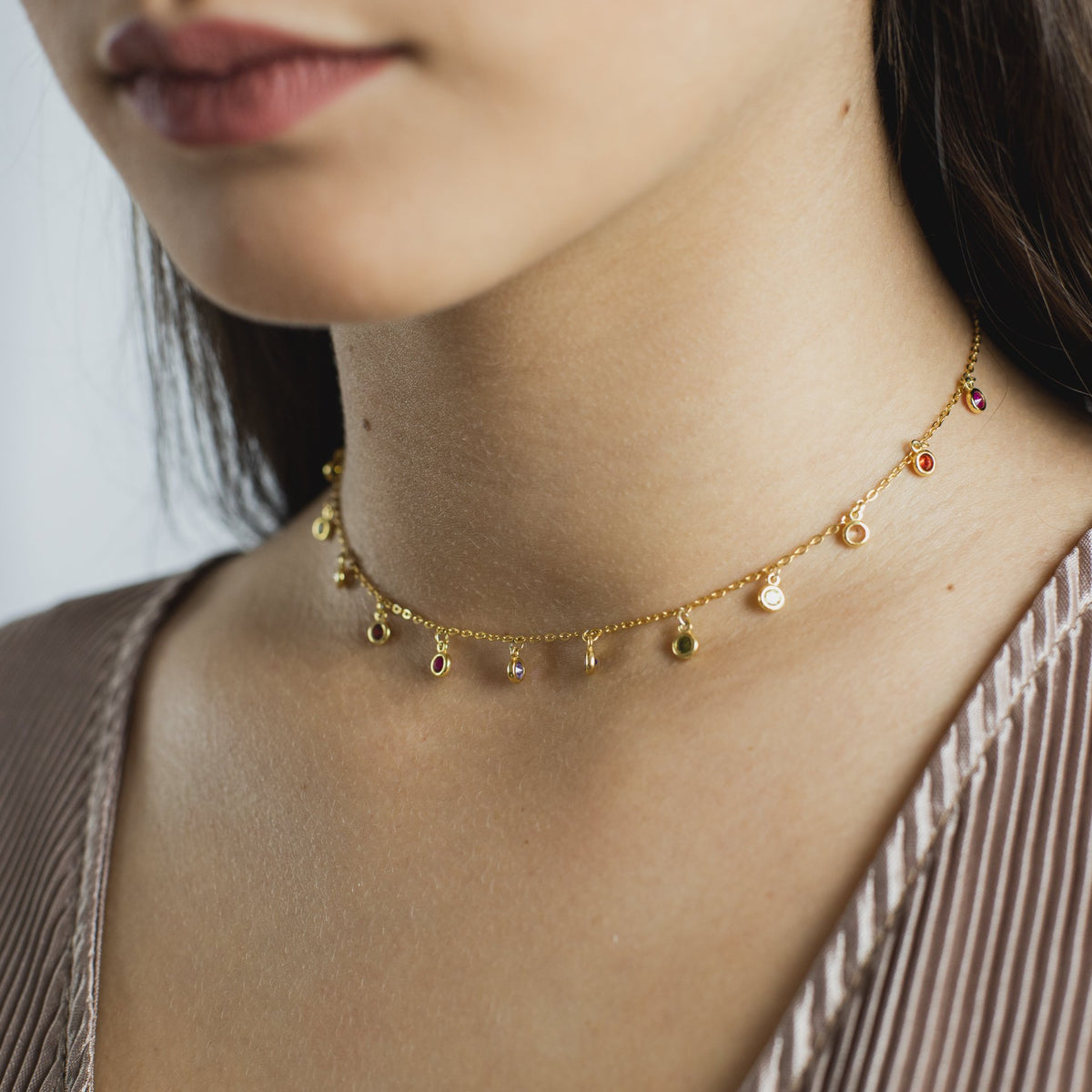 Multicolore Cristallo Ciondoli Cavigliera Arcobaleno Gemma 18k Multicolore Cristallo Ciondoli Cavigliera Arcobaleno Gemma 18k