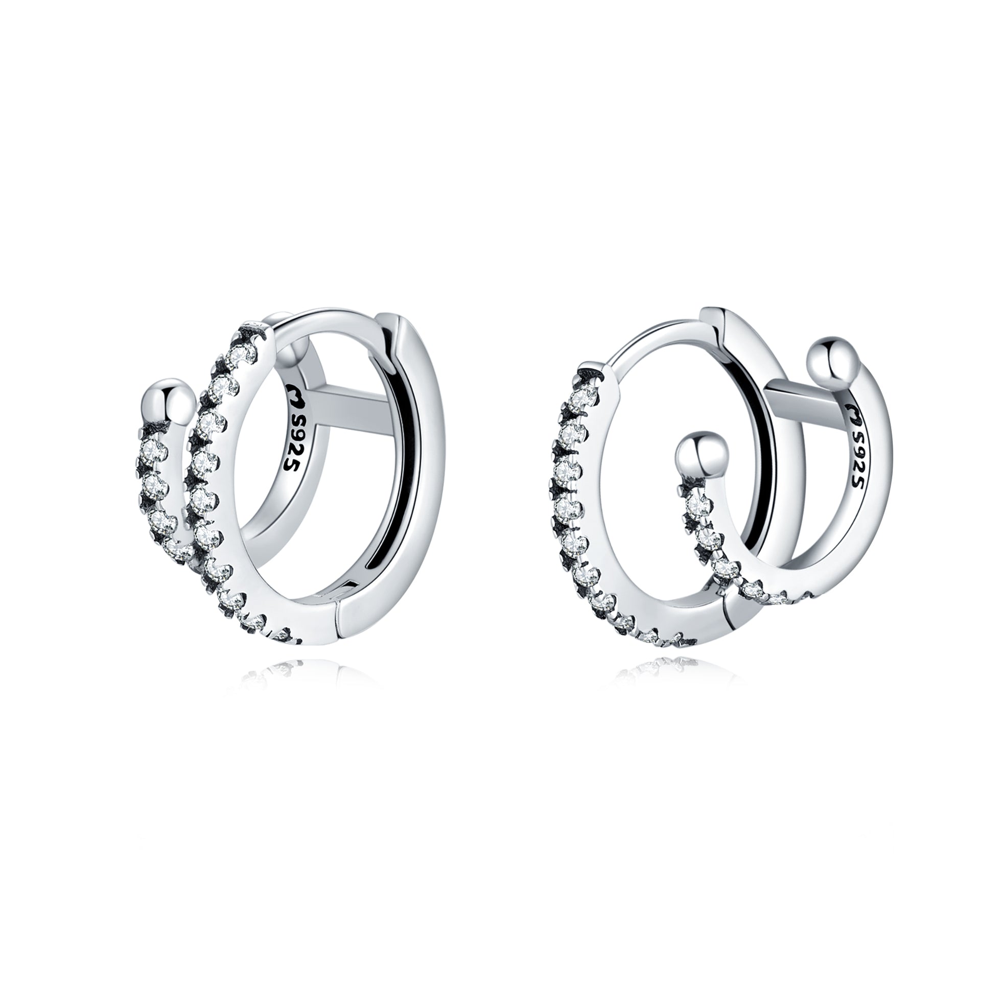 Orecchini A Doppio Cerchio Placcati Argento Con Cristalli Zircondia – Philip Jones, Gioielli Eleganti E Ipoallergenici