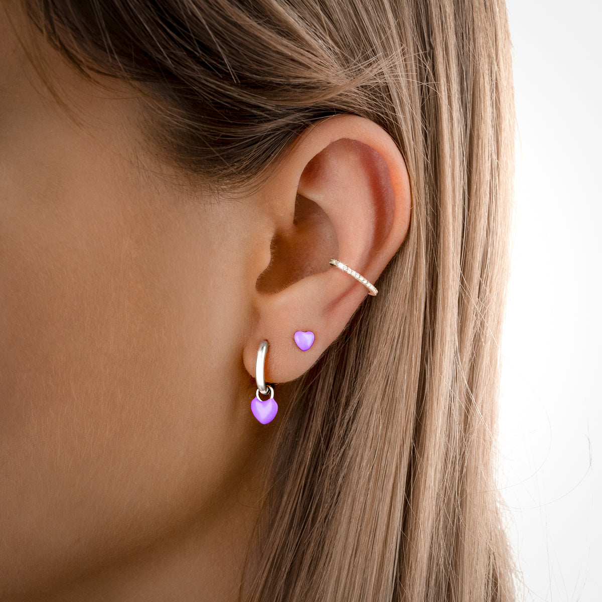 Orecchini Cuore In Vetro Di Murano Viola Ametista Con Oro 24K | Ca' D'Oro | Ganci A Leva Oro | Fatto A Mano A Venezia