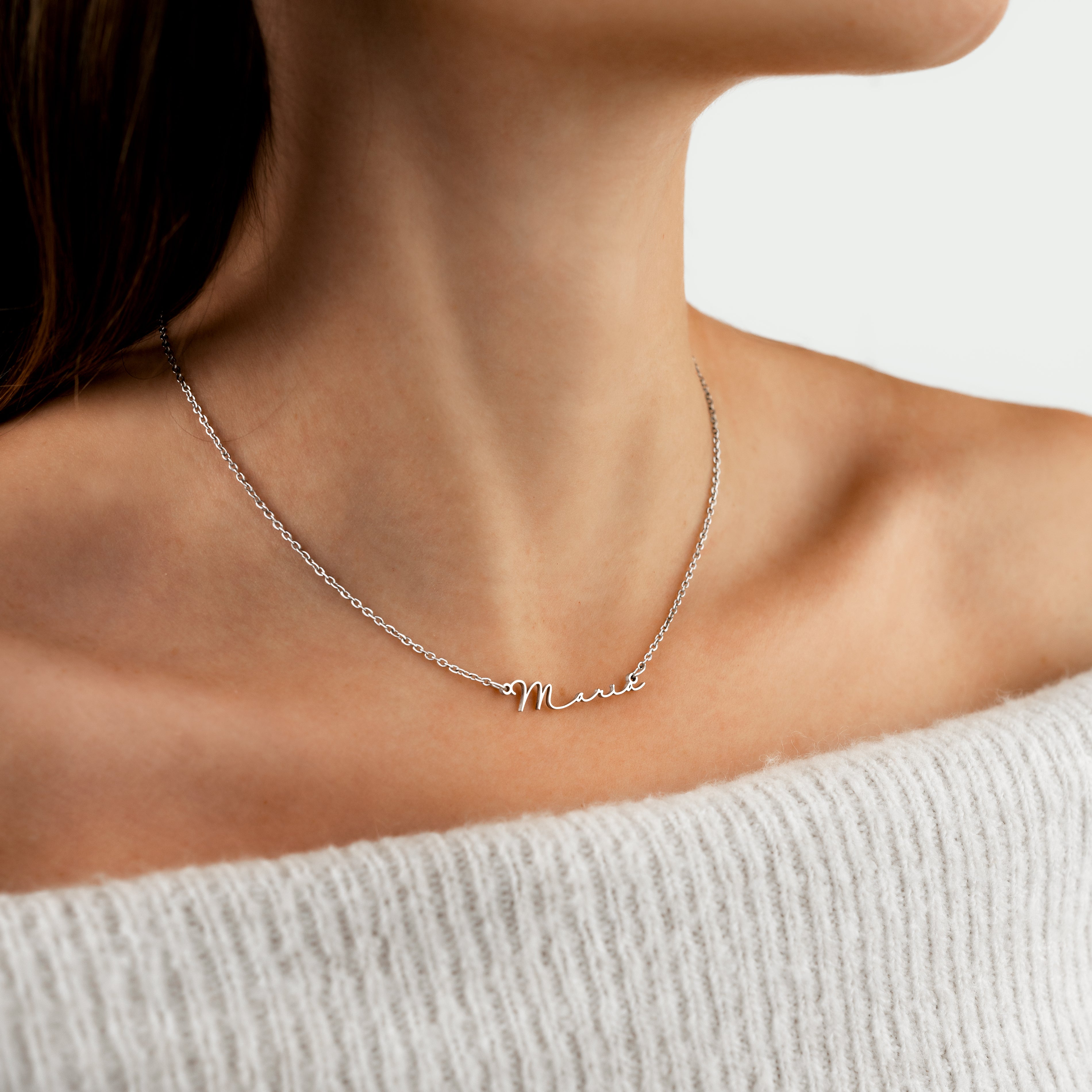 Collana Con Barra D'oro, Collana Con Barra Iniziale, Collana Mini Bar Per Iniziale, Data Del Nome, Targhetta Minuscola Personalizzata, Collana In Argento O Oro Rosa - Italia - Foto 3